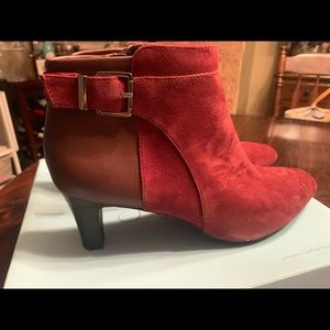 Red suede booties